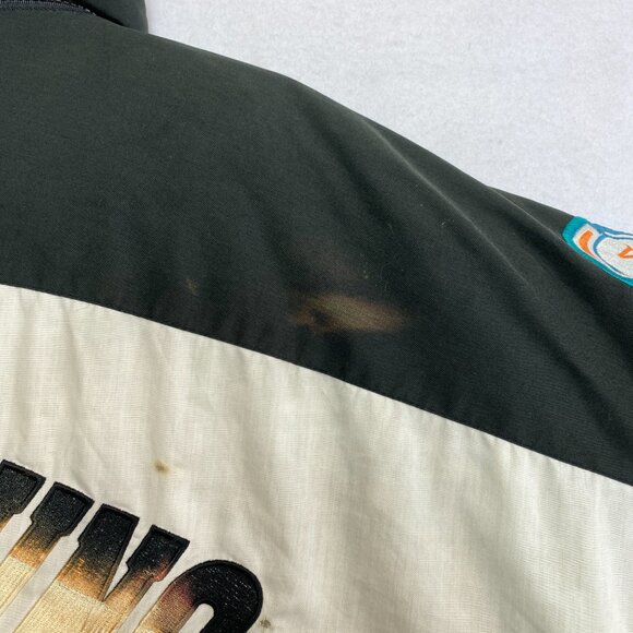 Vtg Miami Dolphins Puffer Jacket Men's L Pro Player Daniel Young Windbreaker - Picture 14 of 16